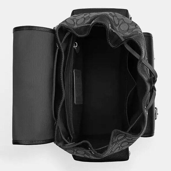 NWT Coach CT016 Men's Spring Backpack In Signature Jacquard Bag Charcoal/Black - Picture 8 of 8